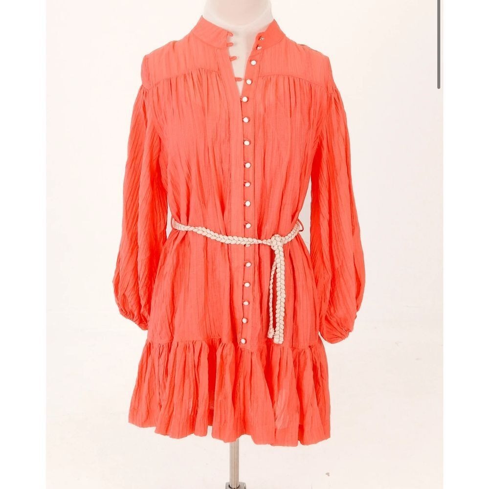 OLIVACEOUS Amber Sky Button Up Dress Coral Women's Size Large New With Tag‎